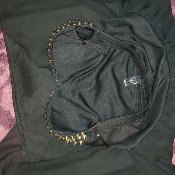 Windsor gold spiked sweetheart dress with sheer high-low skirting L - Picture 13 of 16